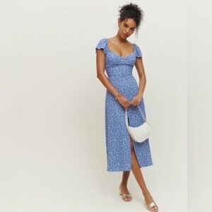 Reformation Baxley Blue Floral Dress Size 4